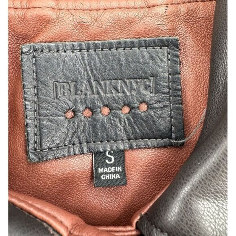 Blank NYC Jacket Two Tone Black and Brown Faux Leather Moto Jacket Zip Women's S - Picture 8 of 9